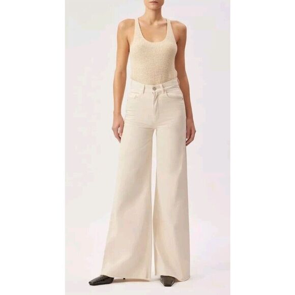 DL1961 Hepburn Wide Leg High Rise Vintage Jeans-Eggshell Size 20W NWT MSRP $199 - Picture 3 of 16